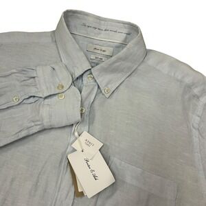 Porter Ash Linen Button Down Shirt Men's XL Light Blue Long Sleeve New with Tags